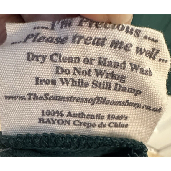 The Seamstress Of Bloomsbury 8 UK 4 US Dress Midi 1940s 1930s Crepe Dark Green - Picture 8 of 8